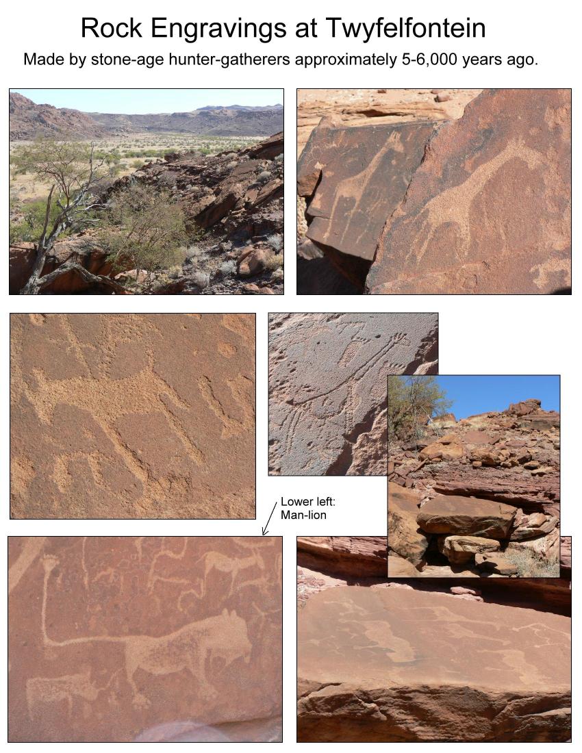 5,000-year-old rock engravings in central Namibia