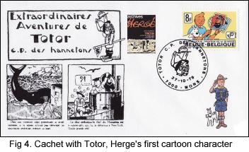 Cachet with Totor, Hergé's first cartoon character.