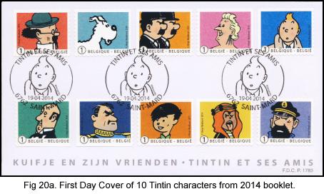 FDC of Tintin and Friends booklet, Belgium, 2014