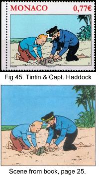 Tintin and Capt Haddock digging on beach, Monaco, 2012
