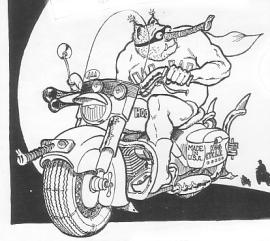 Wonder Wart-Hog on motorcycle