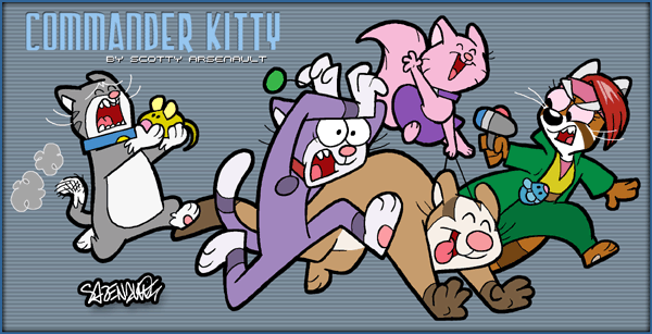 Commander Kitty comic drawing by Scottie Arsenault.