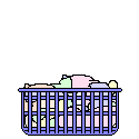 Cat in laundry basket animation