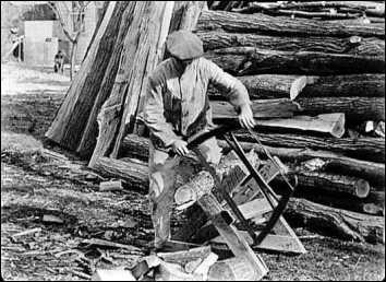 Sawing wood, 1920