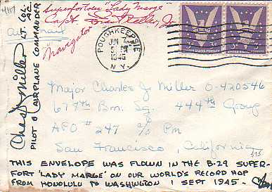 B-29 Words Record Flight Cover, Autographed
