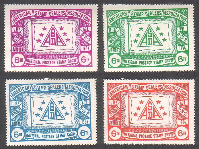 6th ASDA National Postage Stamp Show Labels ~ 1954