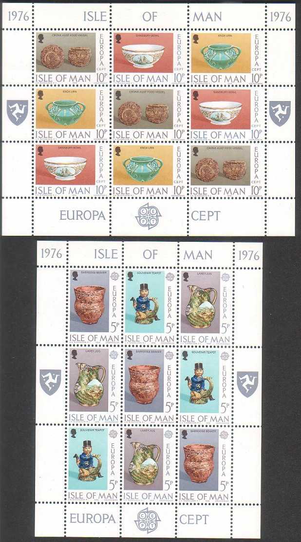 Isle of Man ~ Europa 1976 ~ 2 Souvenir sheets of 9