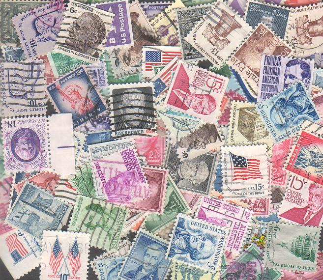 100+ U.S. used definitives, 1950's to 1980's